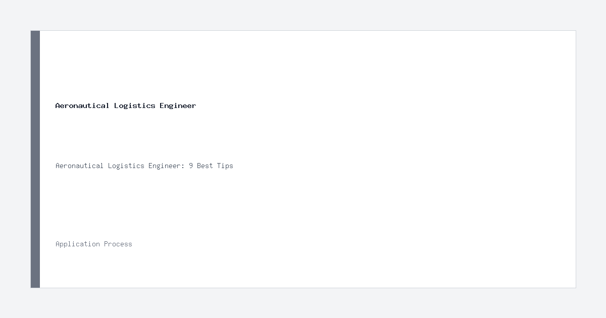 Aeronautical Logistics Engineer application process